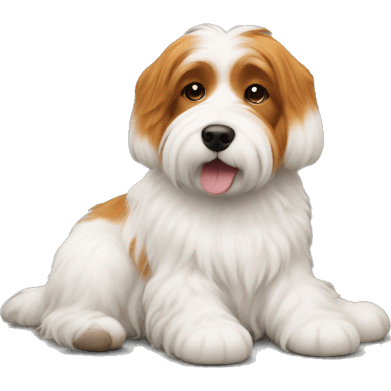 ginger girl with a coton de tulear emoji