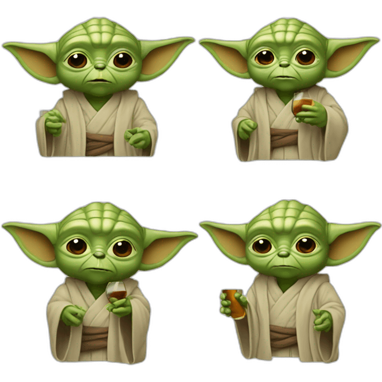 yoda qui boit une bouteille d'alcool emoji