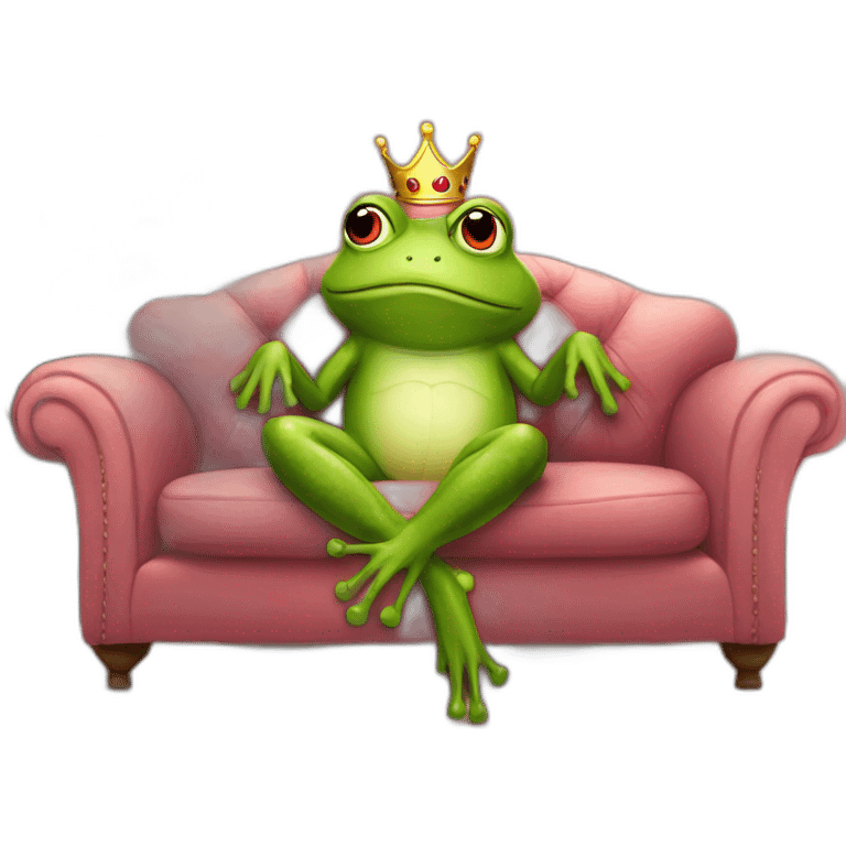 Queen frog on her couch emoji