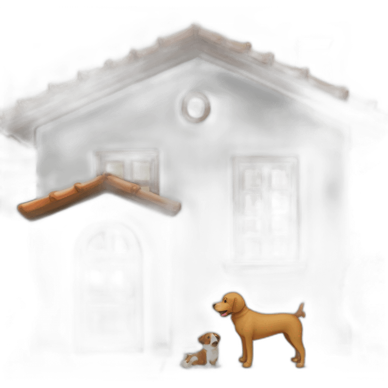 Casa con persona dentro y un perro emoji