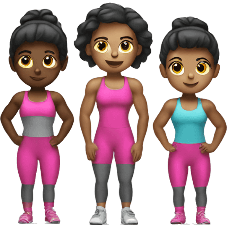 3 girls doing weighlifting emoji