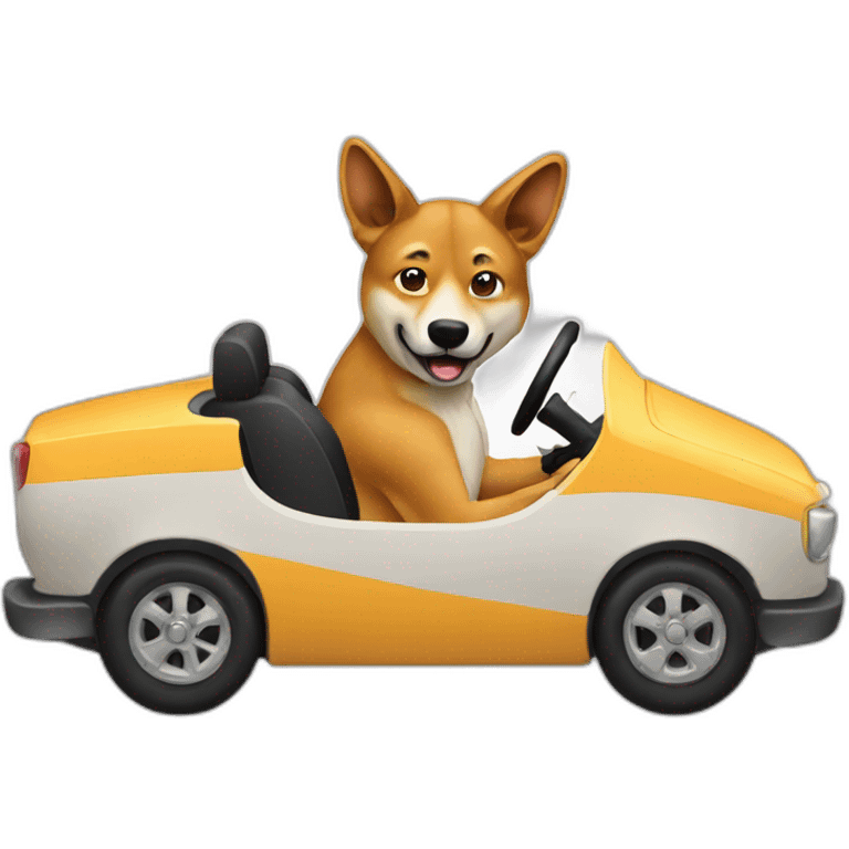 Dingo driving a car emoji