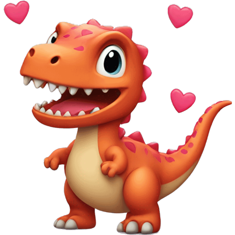 Dino with hearts emoji