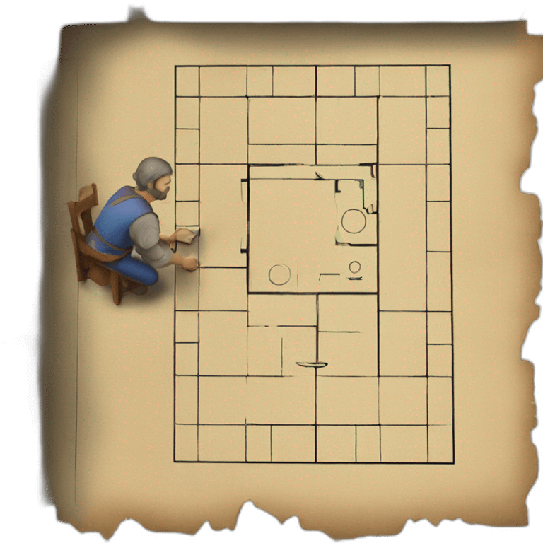 medieval architect drawing on a floor plan emoji