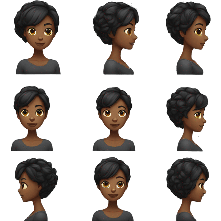 short hair black skin woman emoji