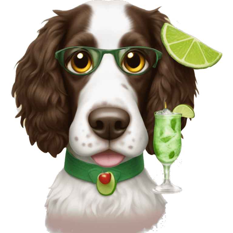 Springer spaniel with a mojito drink emoji