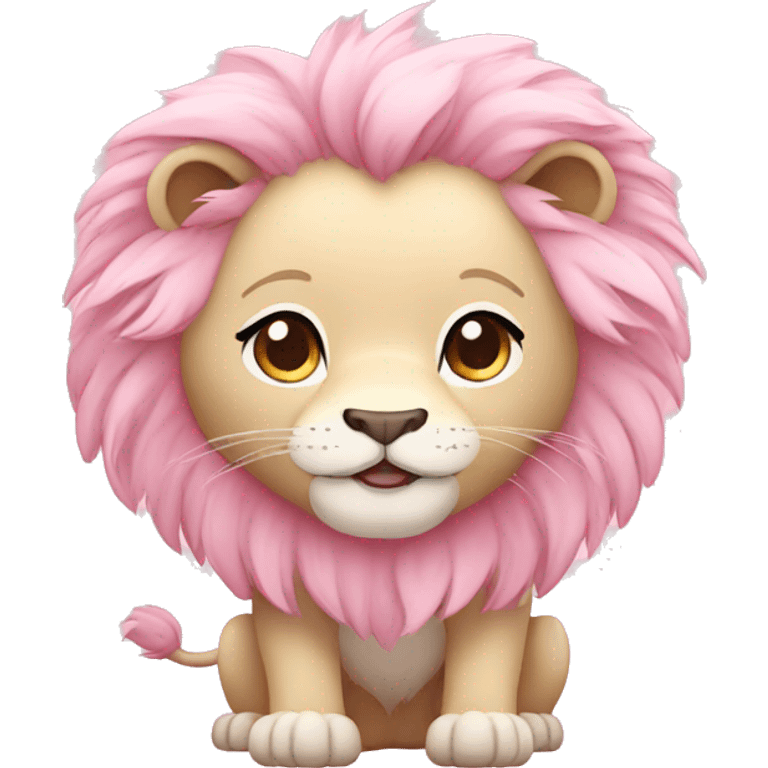 Pastel Pink Chibi Cartoon Lion emoji