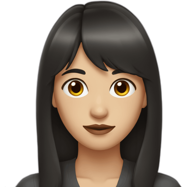 woman with dark long hair and bangs emoji