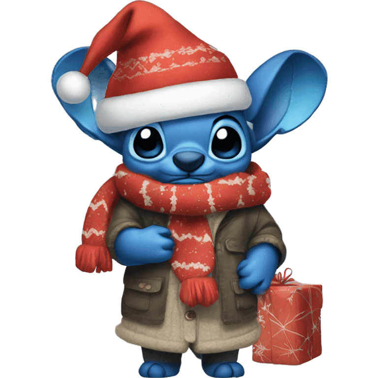 Stitch with christmas clothe emoji