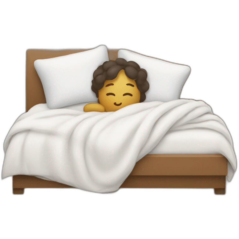 Sleeping on bed covered with blankets emoji