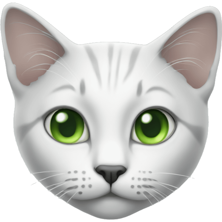 white, some gray cat with green eyes emoji