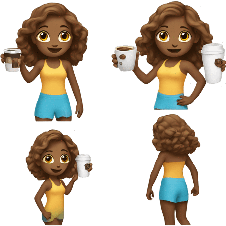 Surfing Girl with a Coffee in one hand emoji