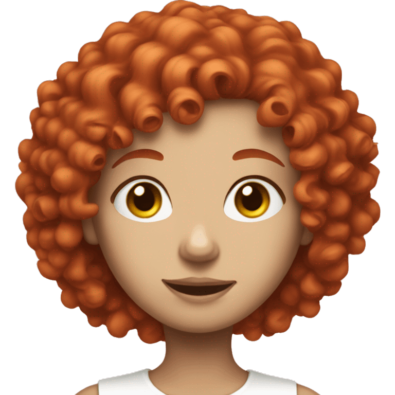 A girl with curly red hair and a completely white face emoji