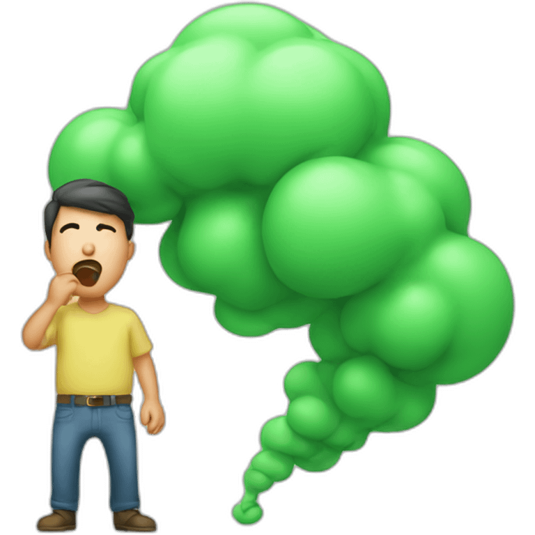 man farting with green wind emoji