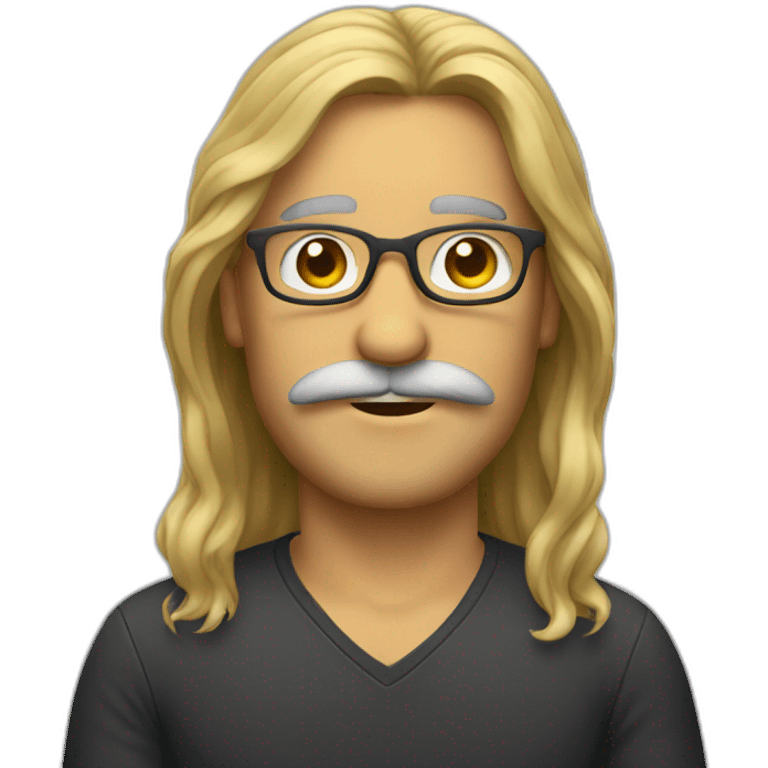 a long hair man, using glasses, with mustache emoji