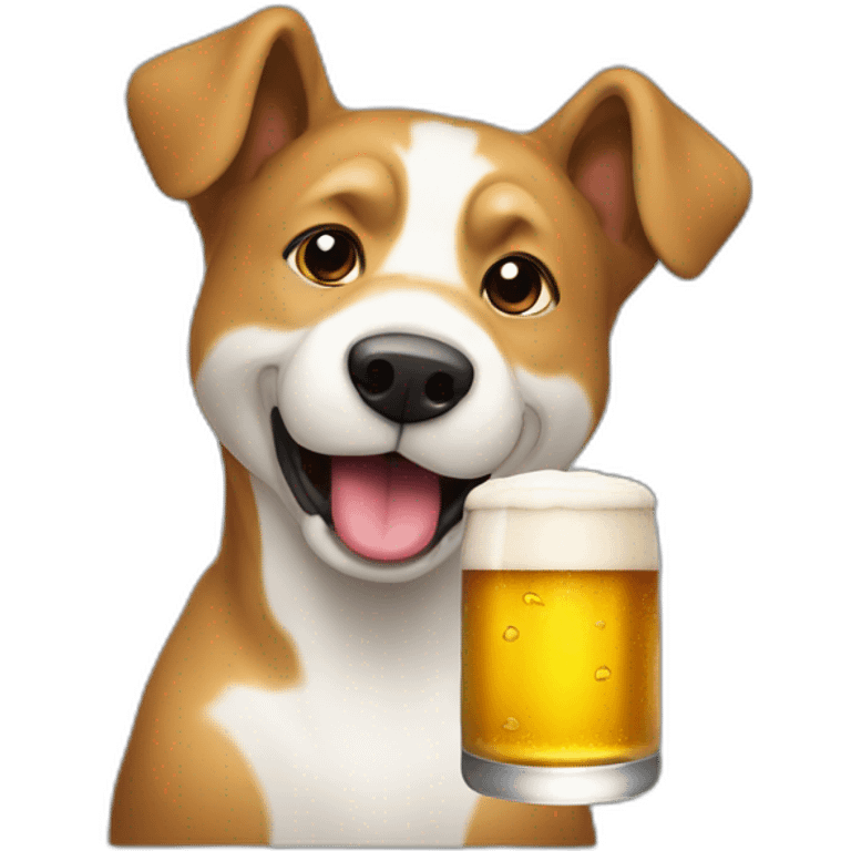 Un chien qui boit une bière emoji