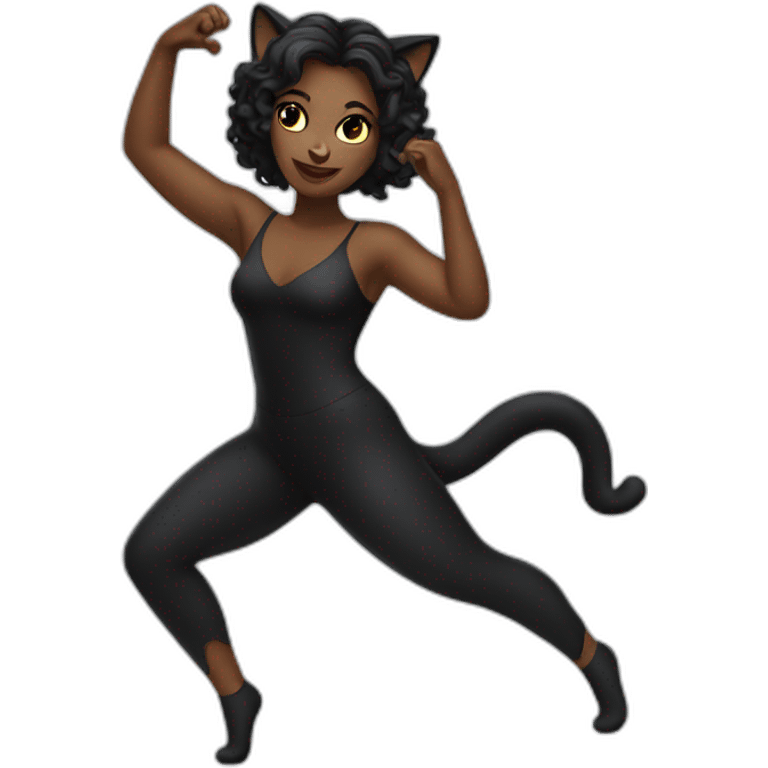 half black woman half black cat dancing emoji