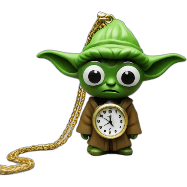 Yoda with flavor flav clock necklace emoji