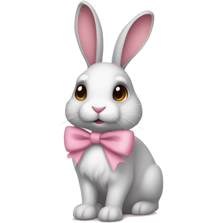 Christmas bunny with light pink bow  emoji