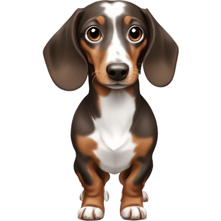 Miniature brown and white dapple dachshund  emoji