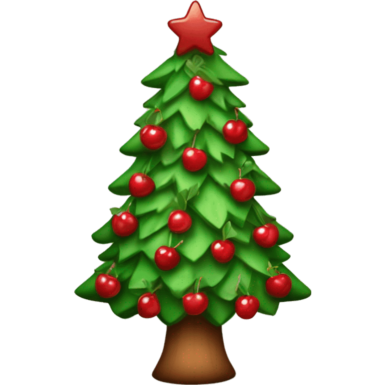 christmas tree with bows and cherries emoji