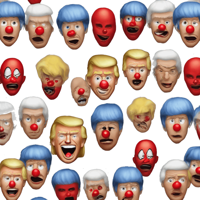 donald trump wearing clown makeup and a red nose  emoji