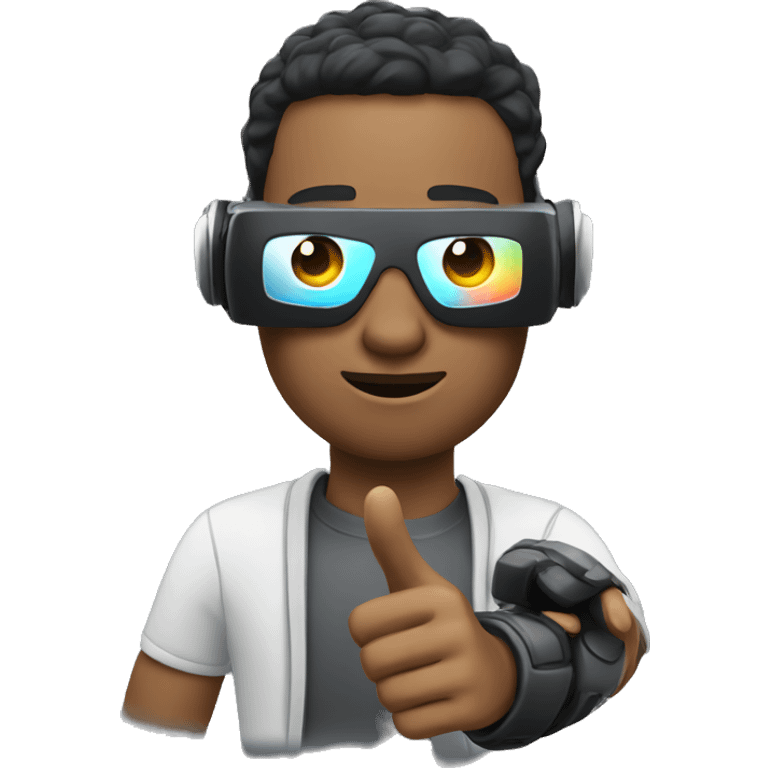 men with virtual reality hand controller emoji