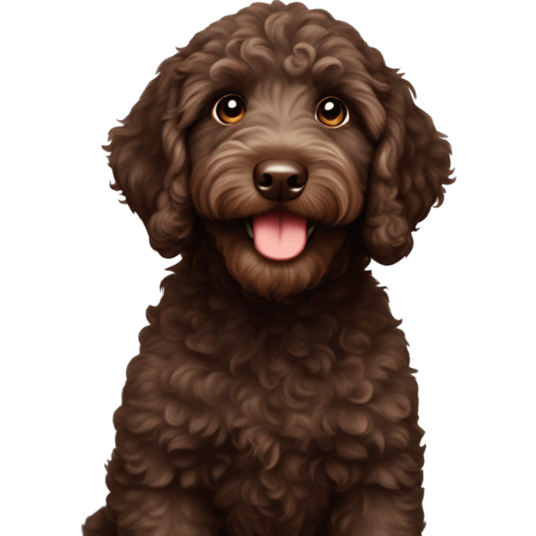 Dark brown Australian labradoodle puppy emoji