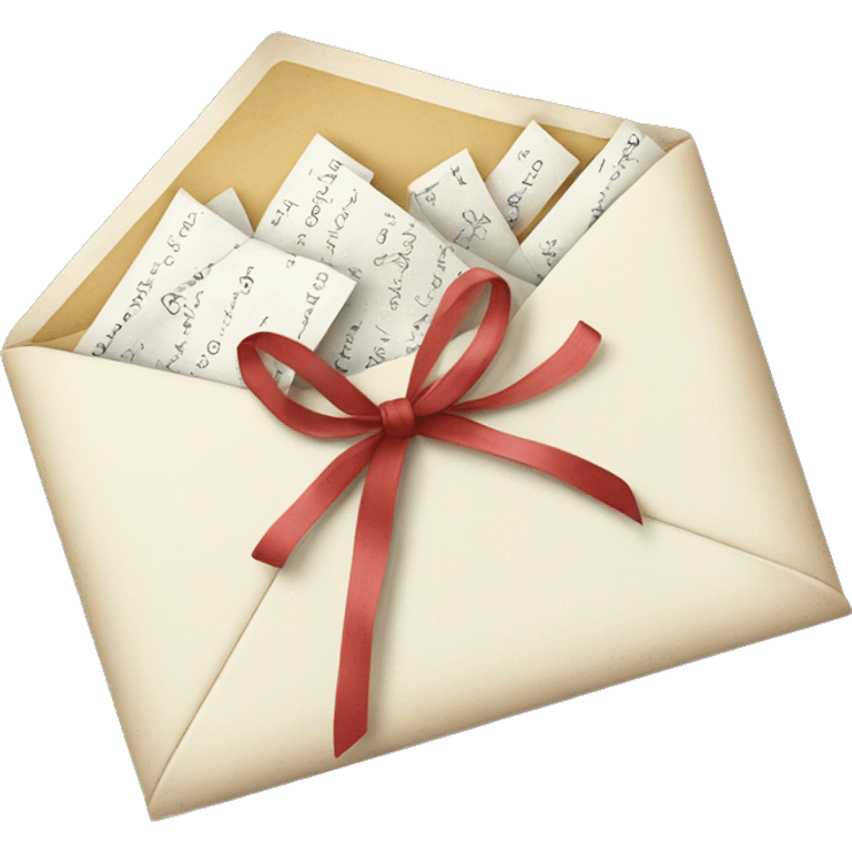 vintage love letters in envelope tied with a baby white ribbon  emoji