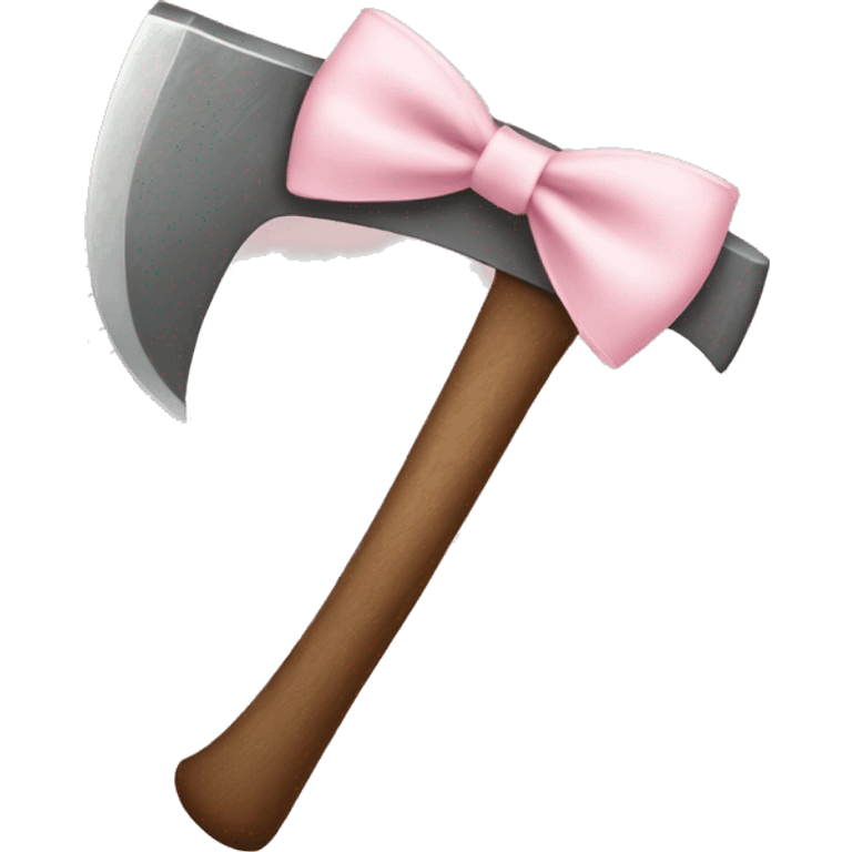 axe with a pale pink bow tied on the handle emoji