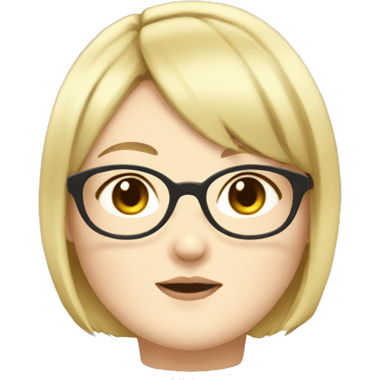 Chubby anime girl with glasses and short blonde hair emoji