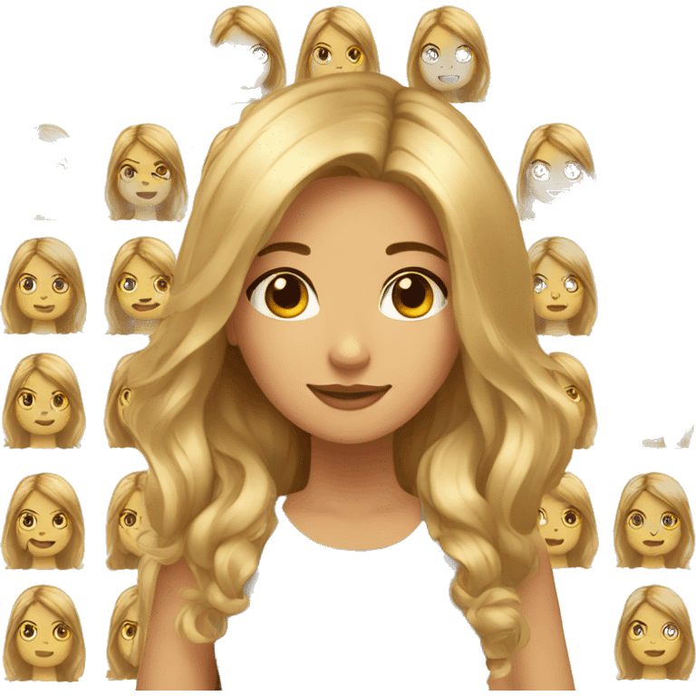 Girl with long blond and brown meches with brown eyes and ferkless hair emoji