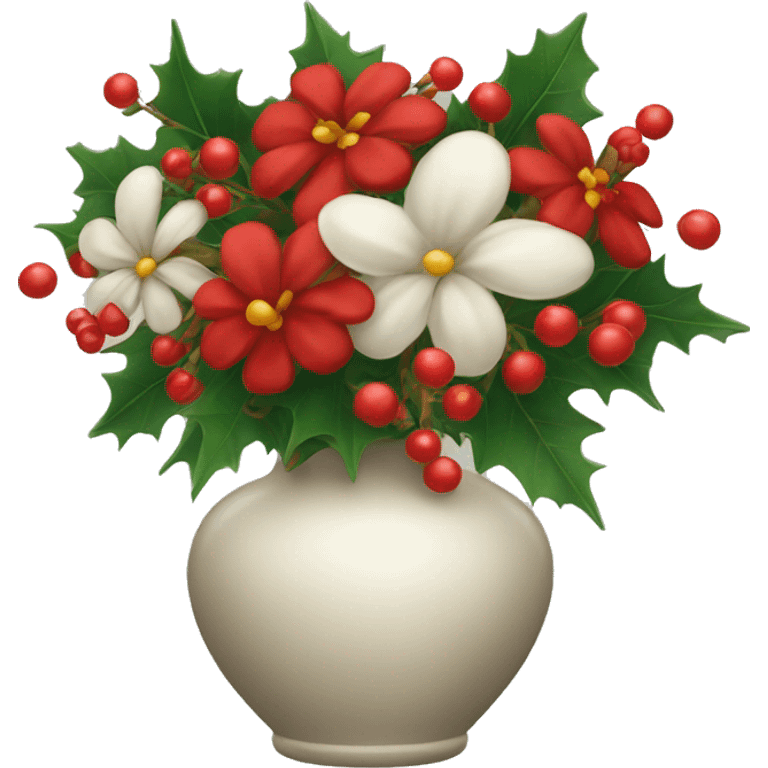 Christmas vase with flowers emoji