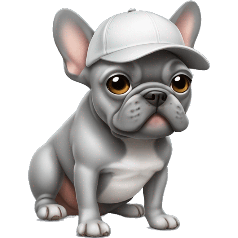 grey frenchie with baseball cap on emoji