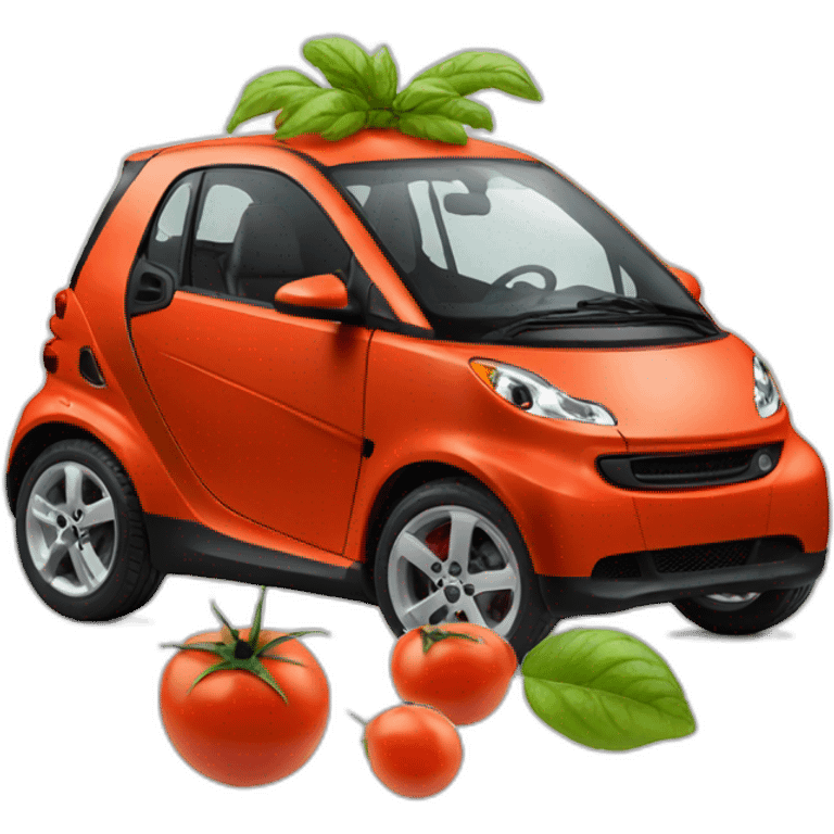 smart car made out of a tomato emoji