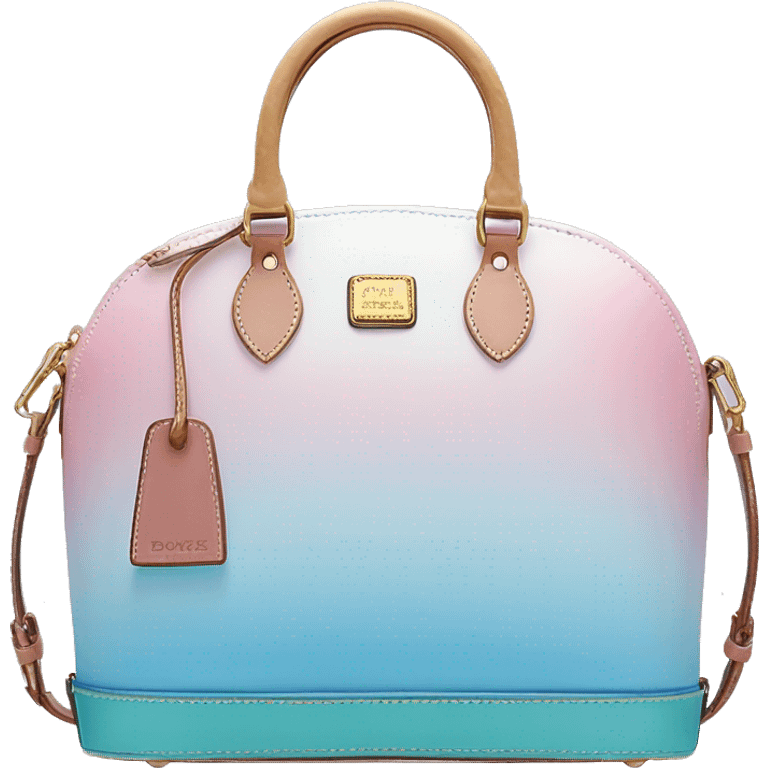 Realistic pastel pink to pastel blue ombre dooney and bourke domed satchel purse.  emoji