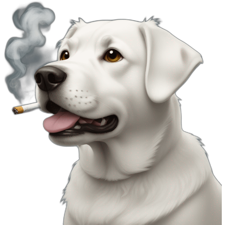 white dog smoking emoji