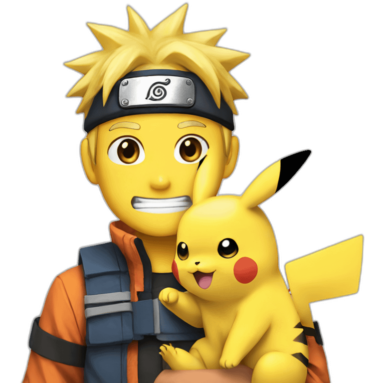 Naruto carrying a pikachu emoji