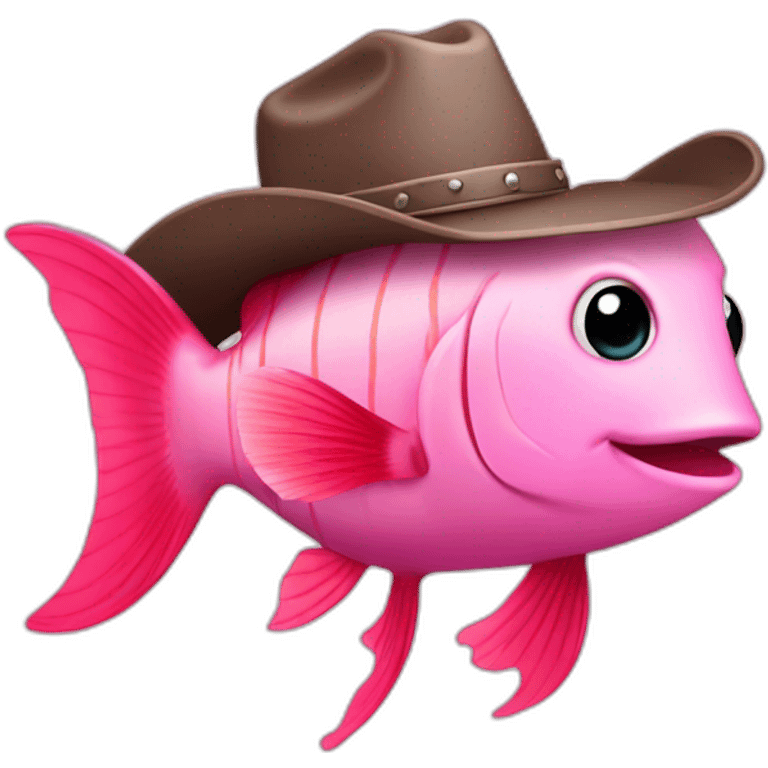 cute pink fish with a cowboy hat emoji