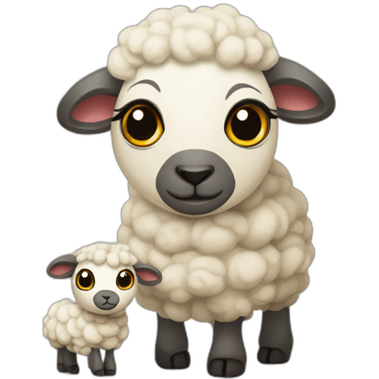 mummy sheep and baby sheep emoji