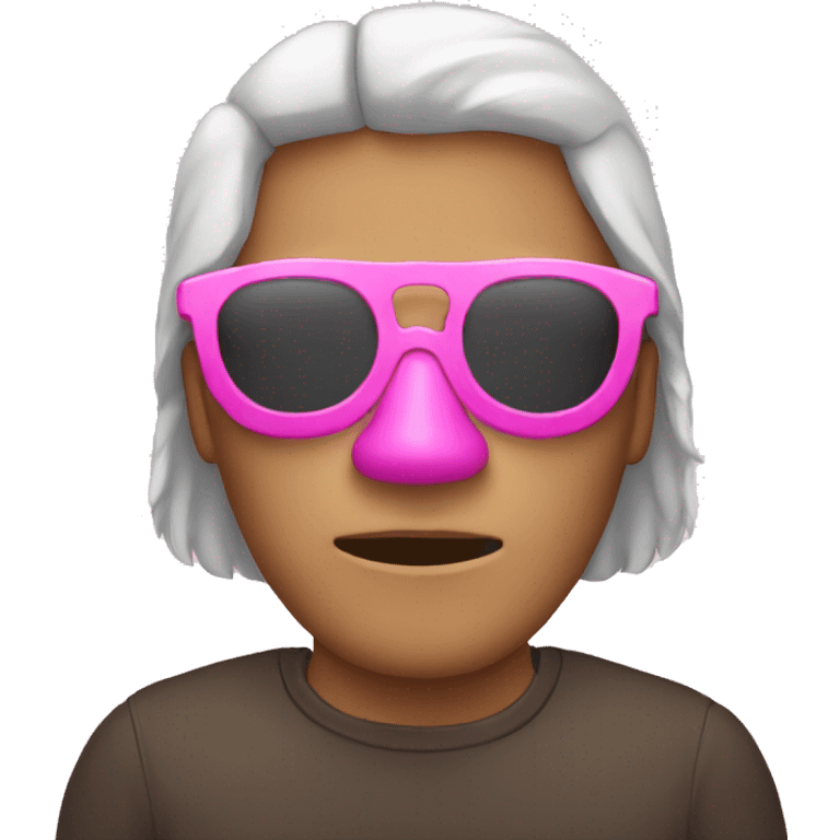 A man with a pink mask covering his entire face and large Eskimo glasses over his eyes emoji