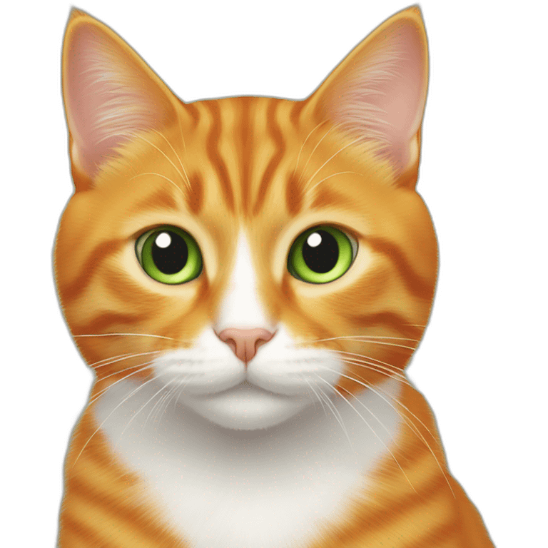 orange cat with white nose and chest next to lead cat with happy green eyes emoji