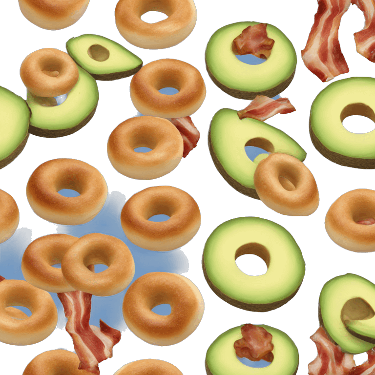 Plain sliced bagel with avacado and bacon emoji