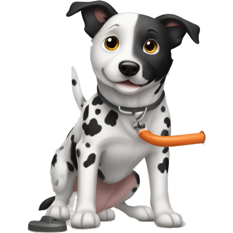 white and black dog cattle dog vacuuming emoji