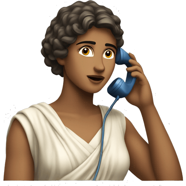 Hypatia of Alexandria on the phone giving advice facing forward to right emoji