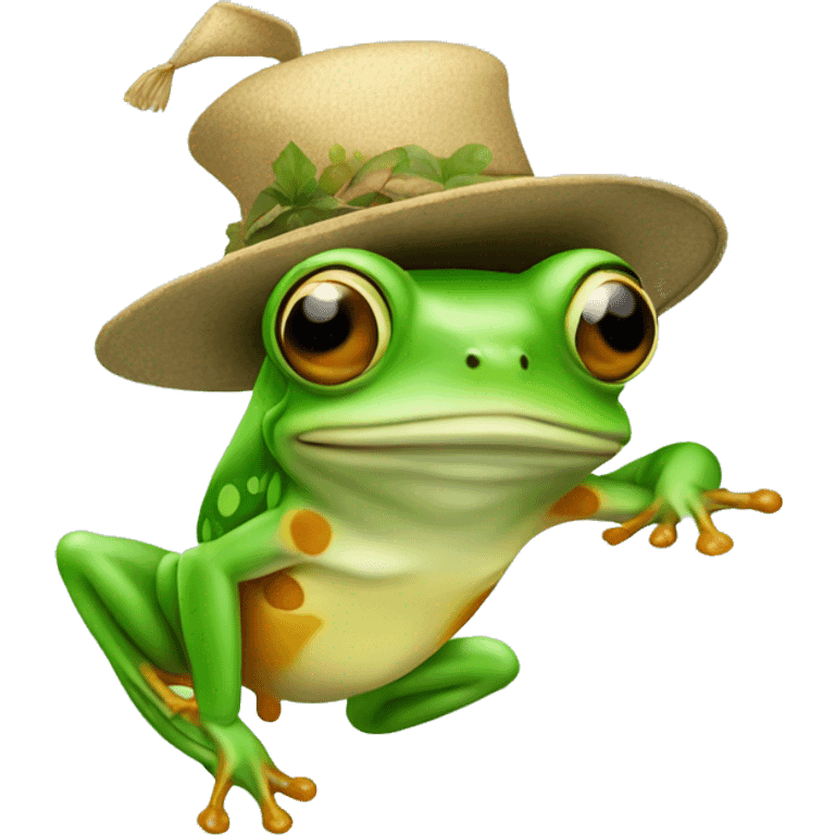 Flying frog with hat emoji