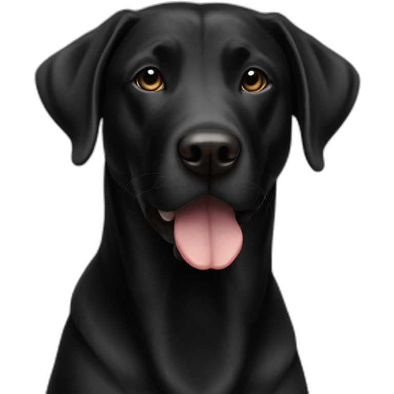 Black lab round face small black eyes small tongue emoji