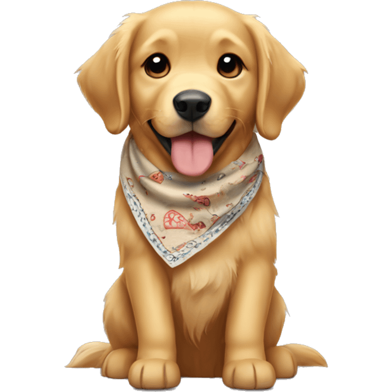 Beige golden retriever wearing a bandana emoji