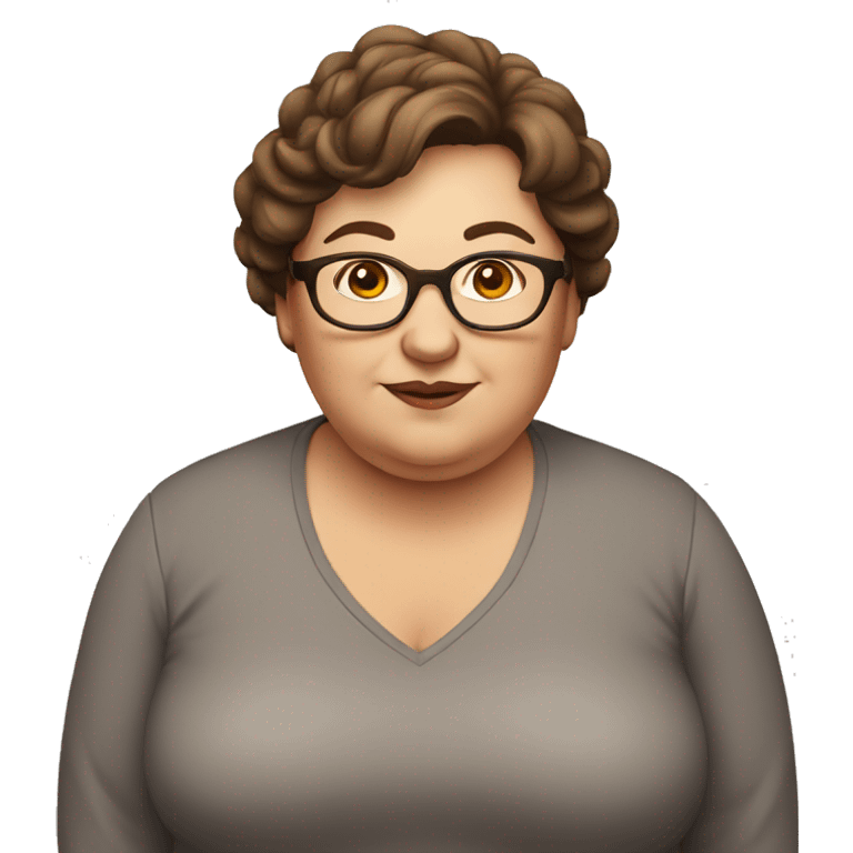 Very fat older female, glasses, brown hair emoji