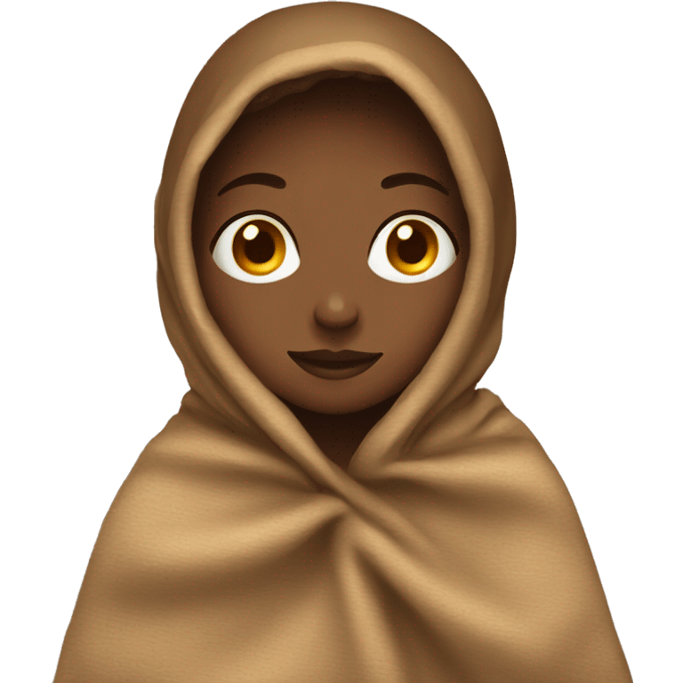 A girl covered with a brown blanket emoji